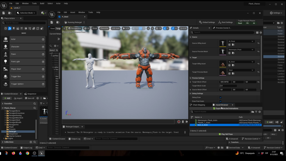 Unreal project with characters... ready to use Plask animations !